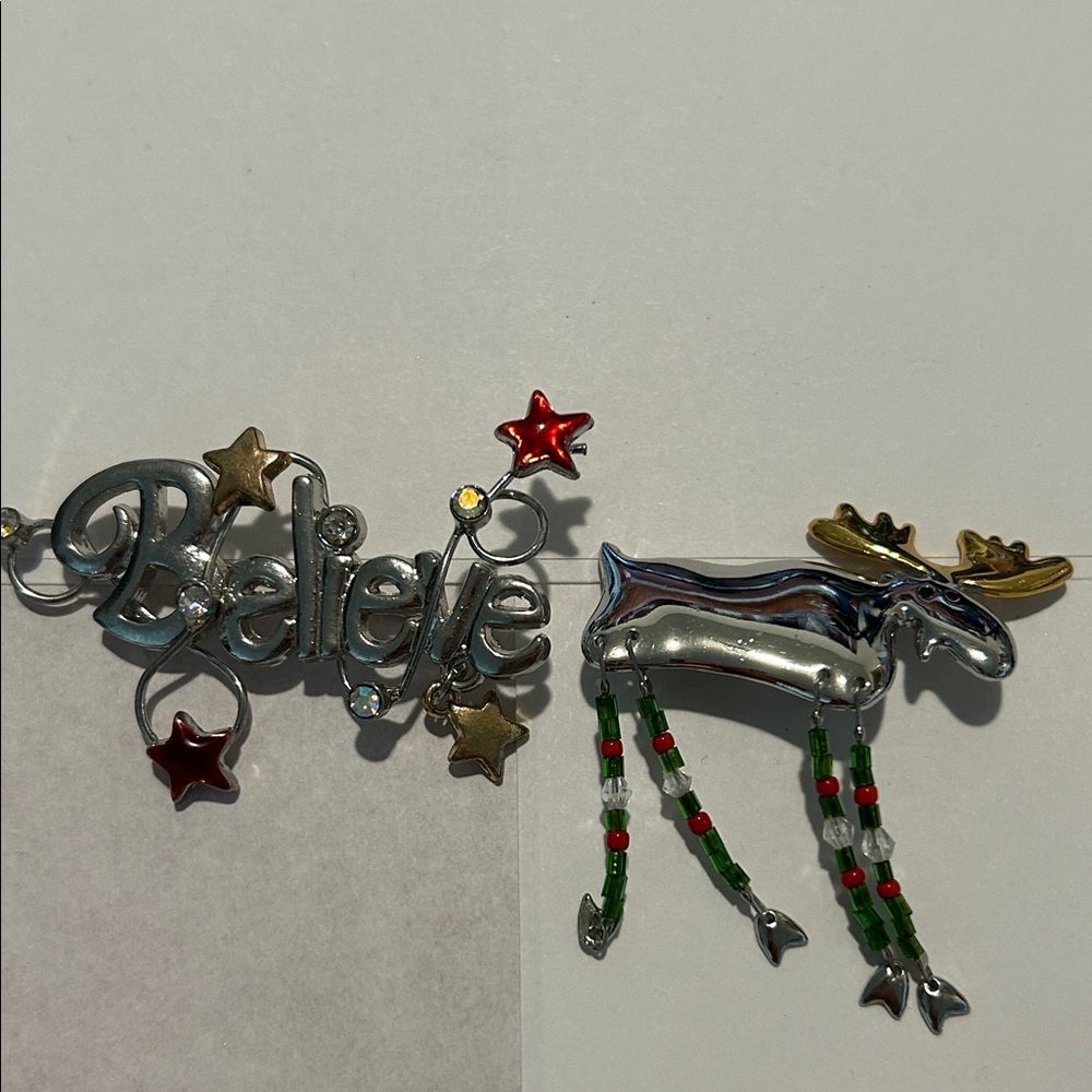 Unique Vintage Silver and Gold Believe Brooch
